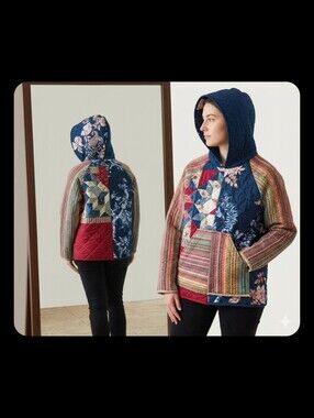 Upcycled Quilt Blanket Hoodie S-M Handmade Dont Throw It Out